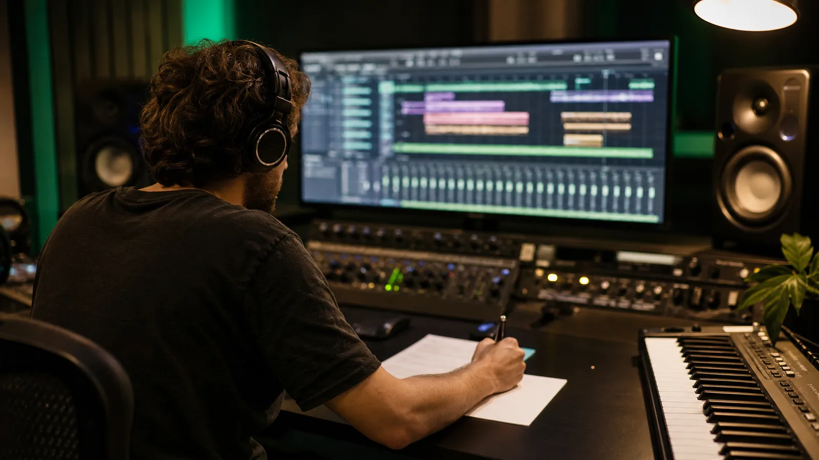 Producteur comparant la voix et le nouvel accompagnement