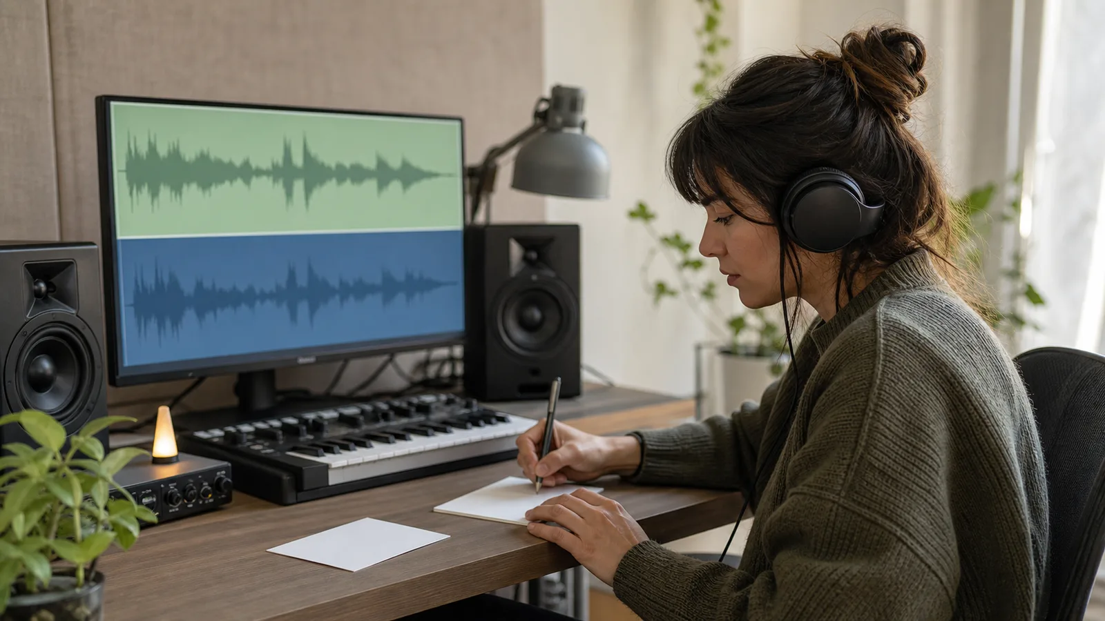 二つのLo-fi下書きのグルーヴと質感を比較する音楽家